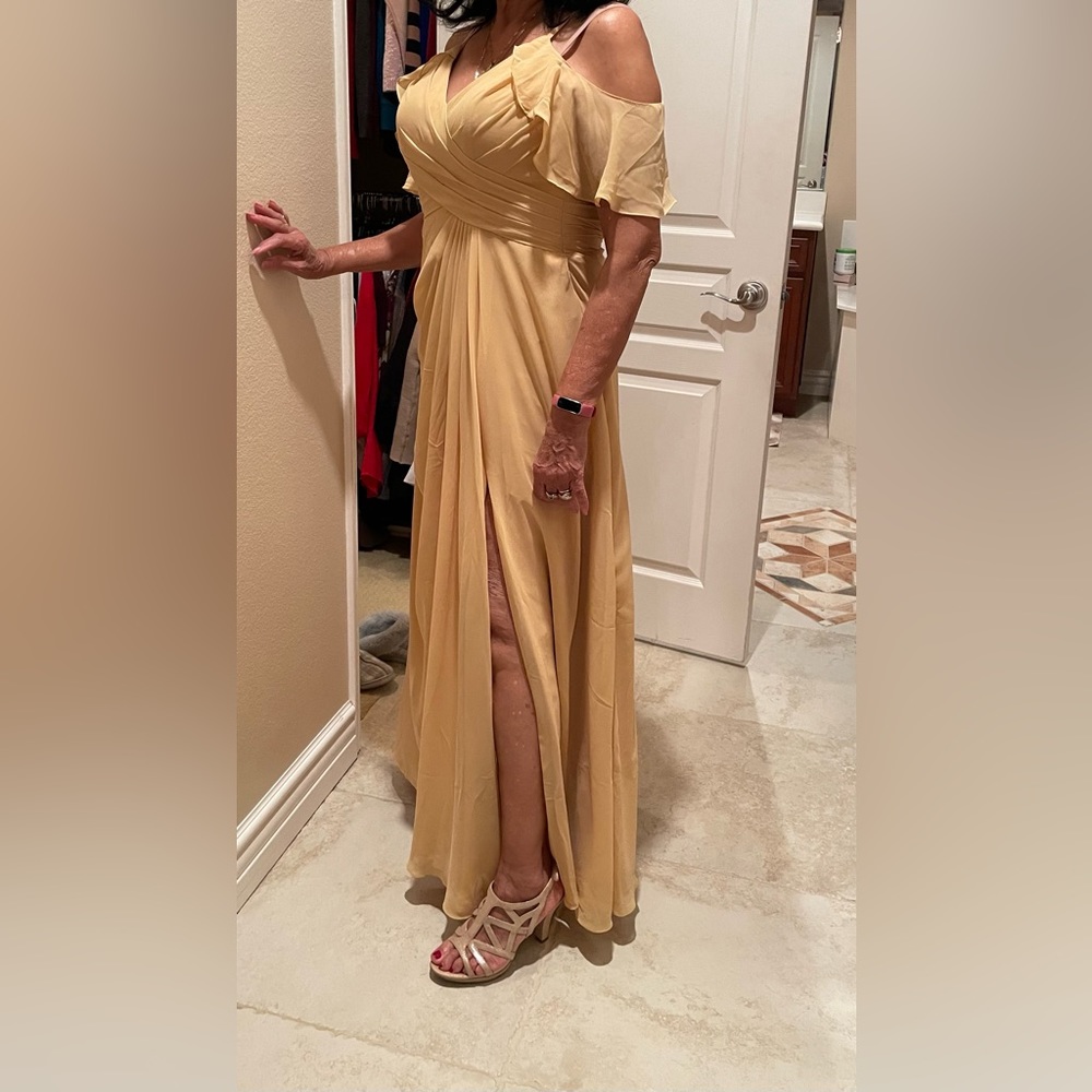 Gold colored Azazie gown, New